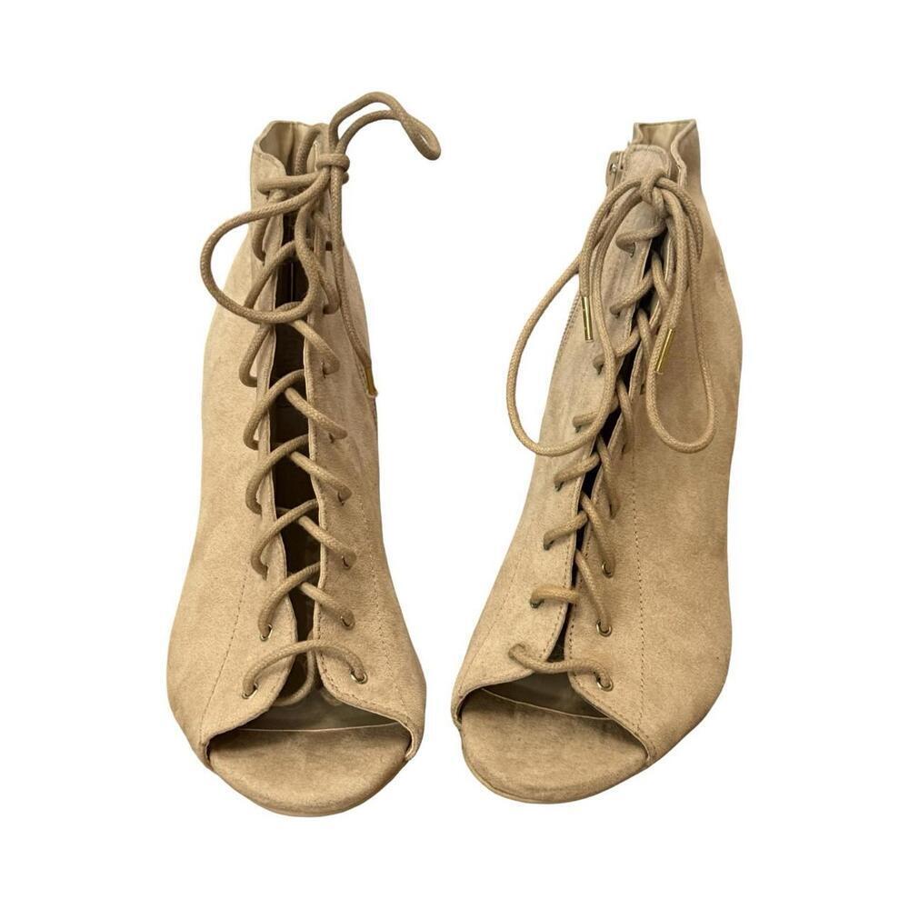 Here’s your eBaForever 21 Beige Lace-Up Peep Toe Stiletto Booties Women’s Size 8 - Picture 5 of 5